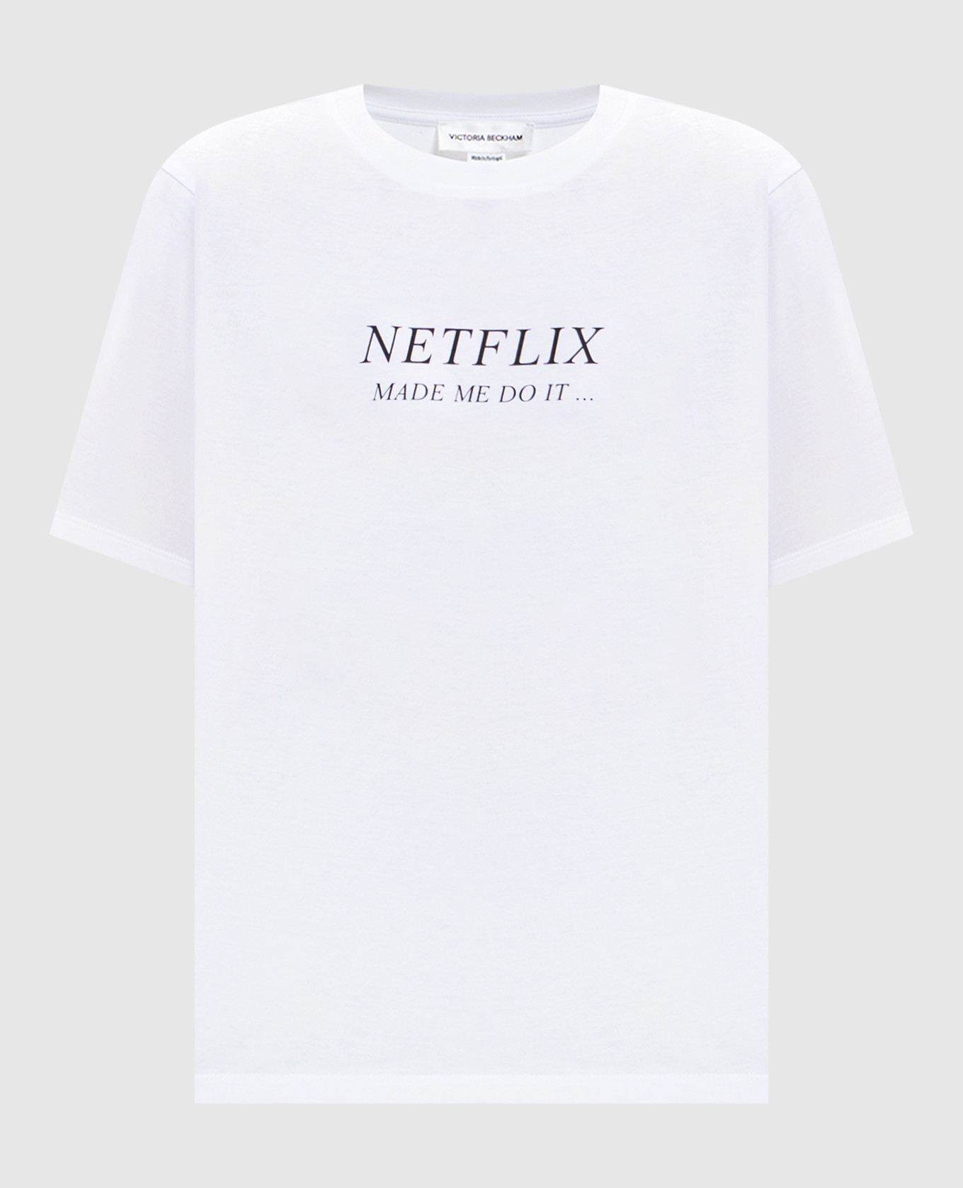 

White T-shirt with a print of the inscription Victoria Beckham