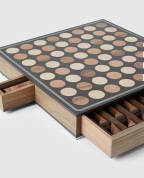 Brunello Cucinelli Krion walnut chess and checkers set in a case MLWOGAM827