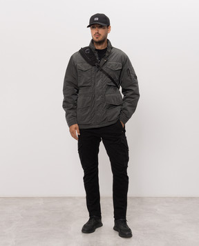 C.P. Company Black cargo pants with logo patch MPA730A005529G