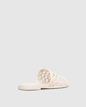 Babe Pay Pls Ivory leather flip-flops with weaving SLIPY
