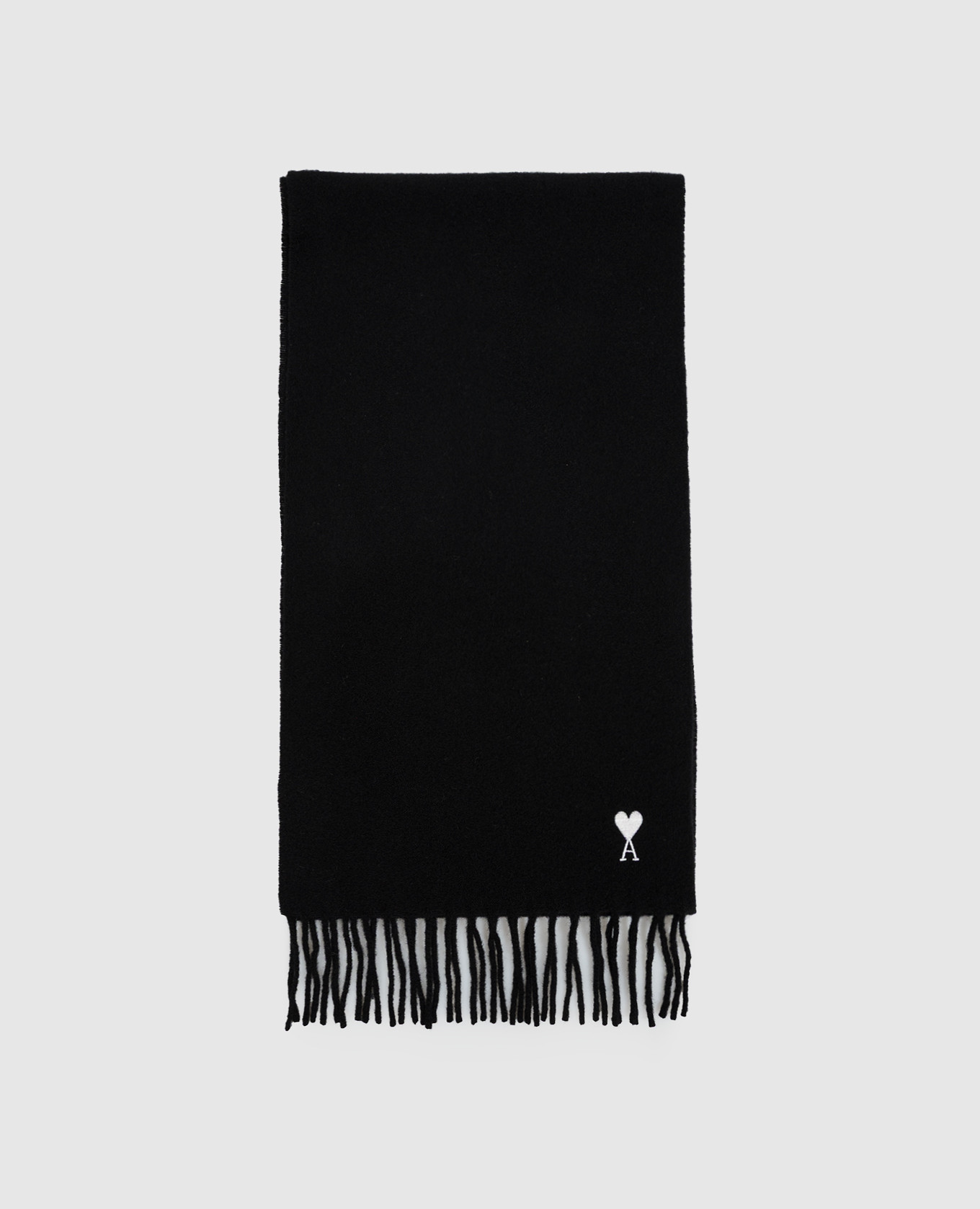 Black wool scarf with contrast embroidery