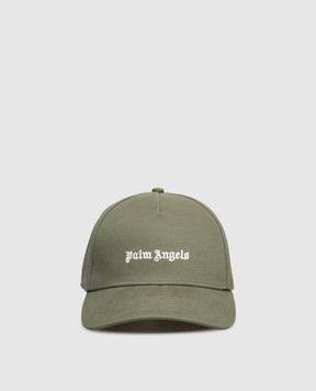 Palm Angels Khaki cap with logo embroidery PMLB104S26FAB005I