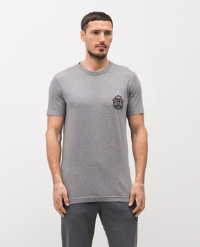 Dolce&Gabbana Grey melange T-shirt with logo patch G8PT1ZG7PZU