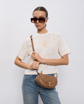Versace Virtus brown leather saddle bag 10200891A16004