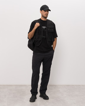 Stone Island Black T-shirt with ARCHIVIO print L2S152100033S0091