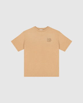 Dolce&Gabbana Children's brown T-shirt with monogram patch L4JTHVG7PSJ26