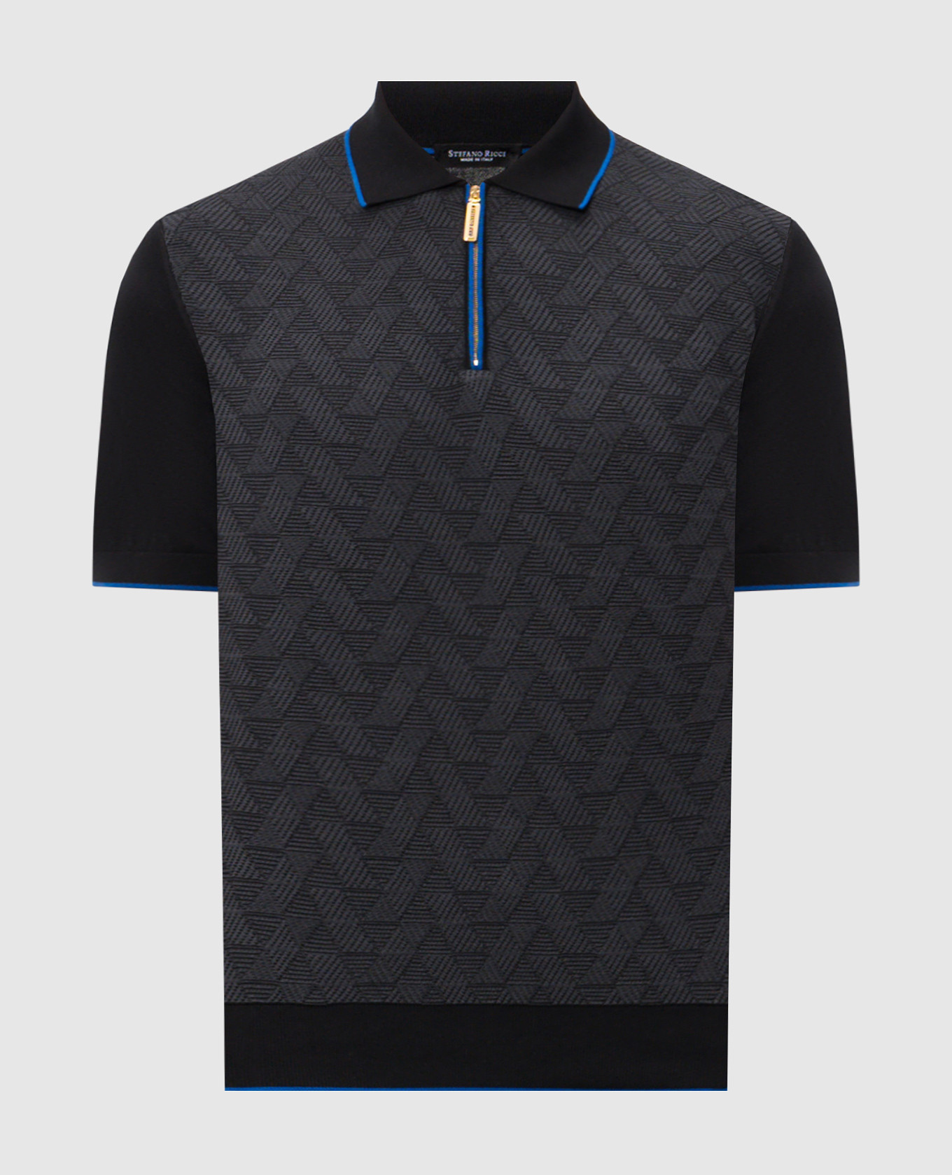 

Black silk polo with zipper Stefano Ricci