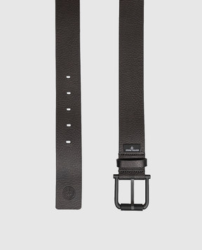 Stone Island Black leather belt with emblem L2S159300002S0072