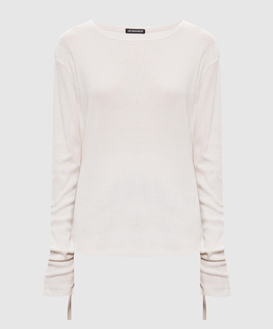 Ivory ribbed long-sleeve top