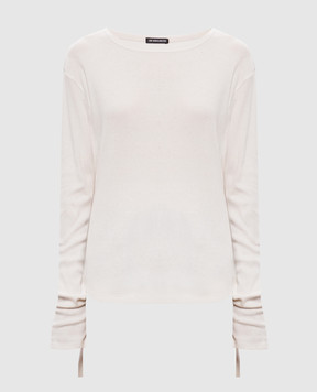 Ann Demeulemeester Ivory ribbed long-sleeve top B0014242FA659