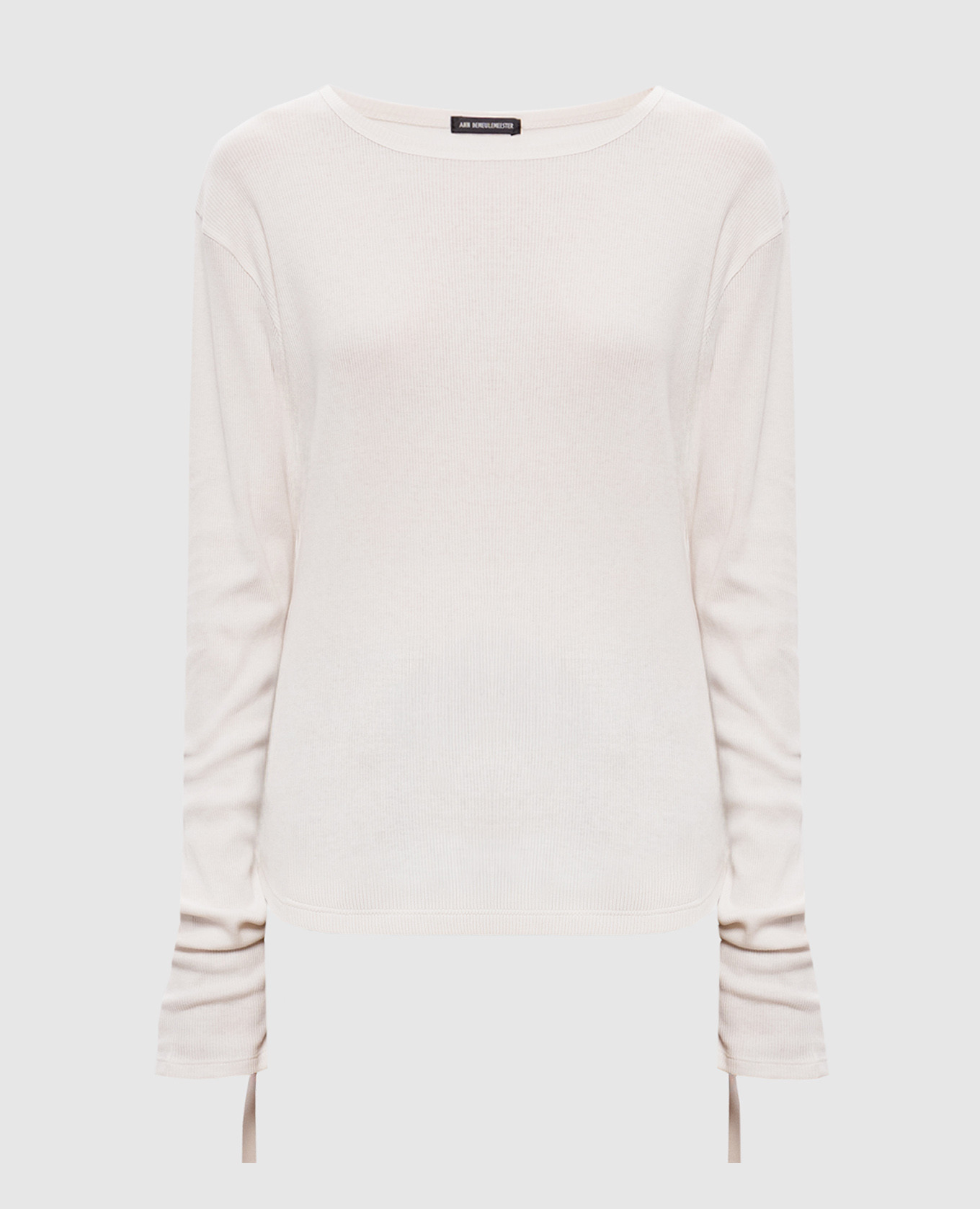 Ivory ribbed long-sleeve top