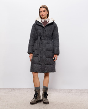 Brunello Cucinelli Gray down jacket with wool MD0029607