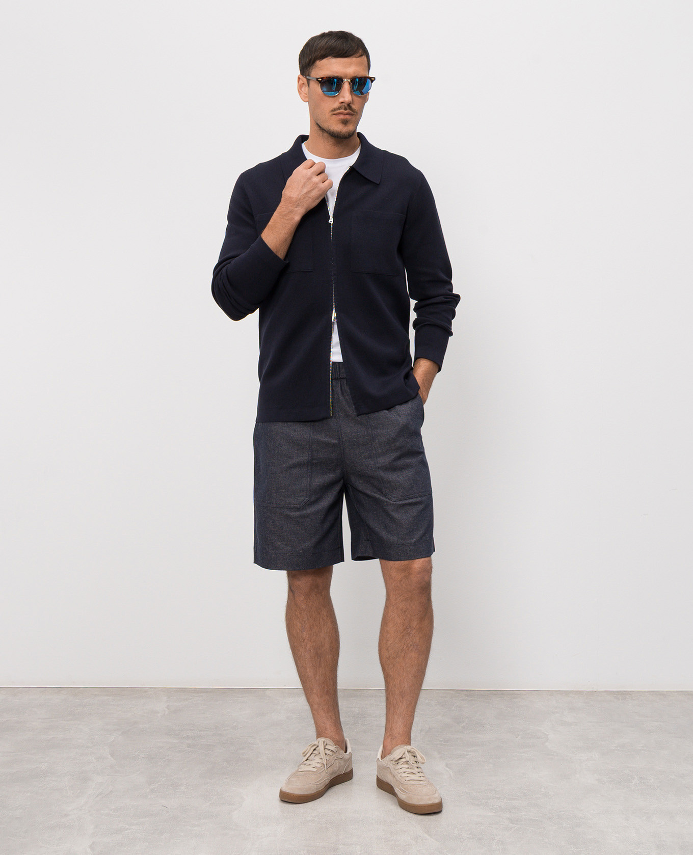 

Blue cardigan with silk Cashmere&Whiskey