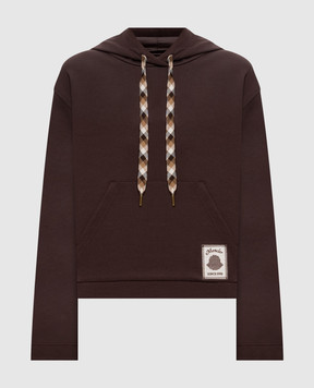 Moncler Brown hoodie with logo patch L20938G0000189BG3