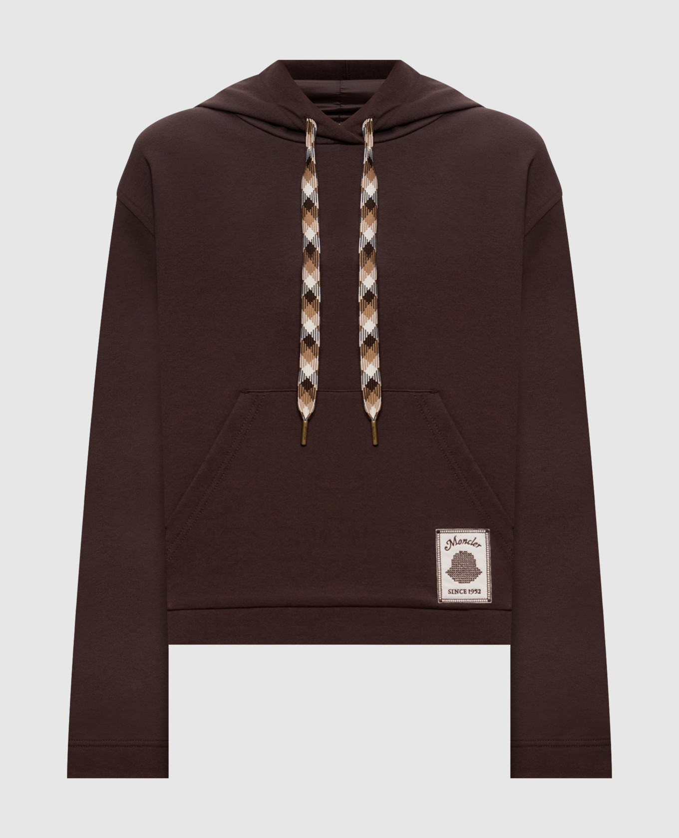 Brown hoodie with logo patch