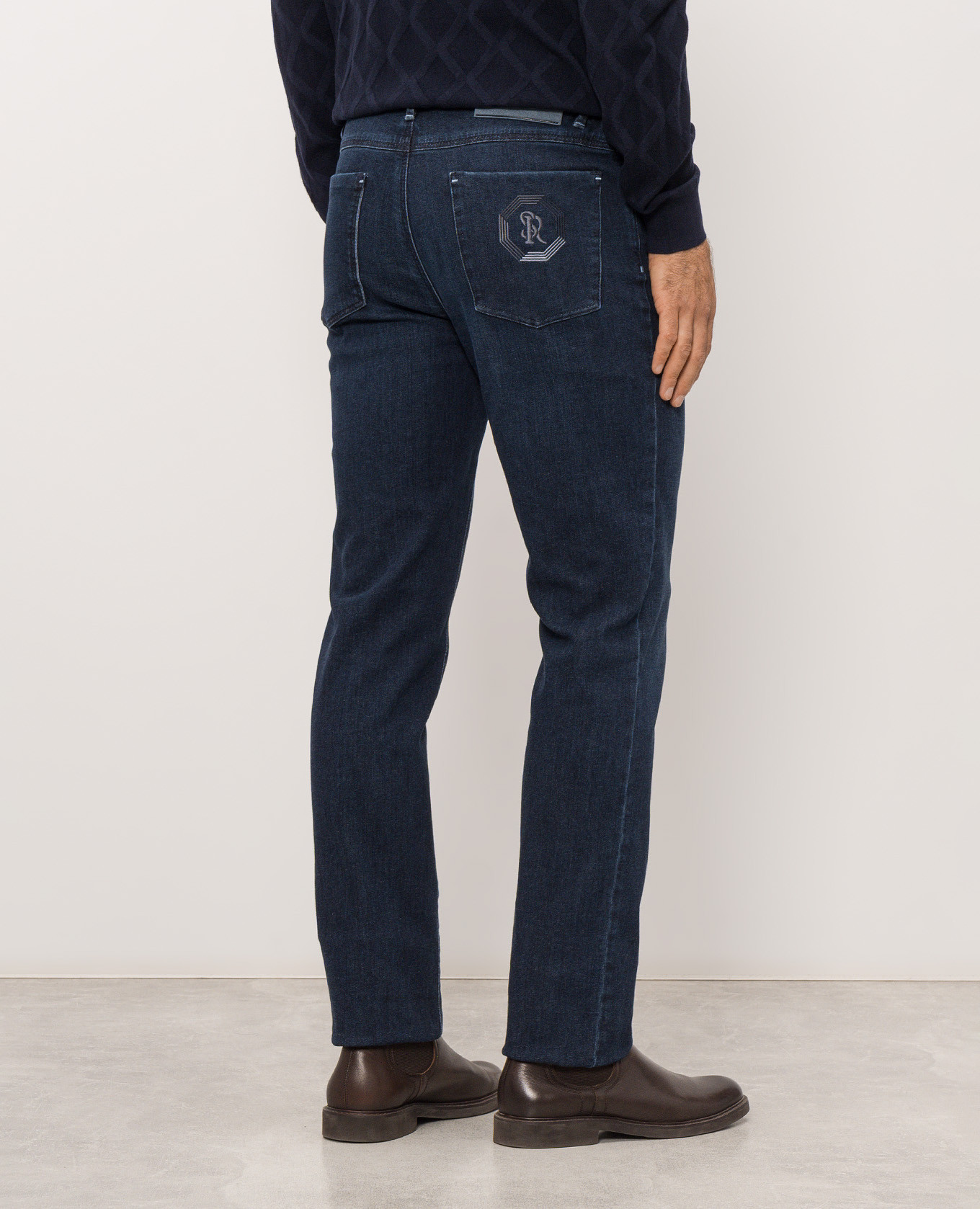 Blue jeans with monogram embroidery Stefano Ricci 4