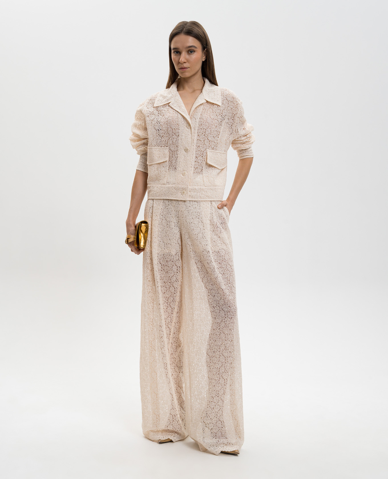 Beige lace pants Ermanno Scervino 2