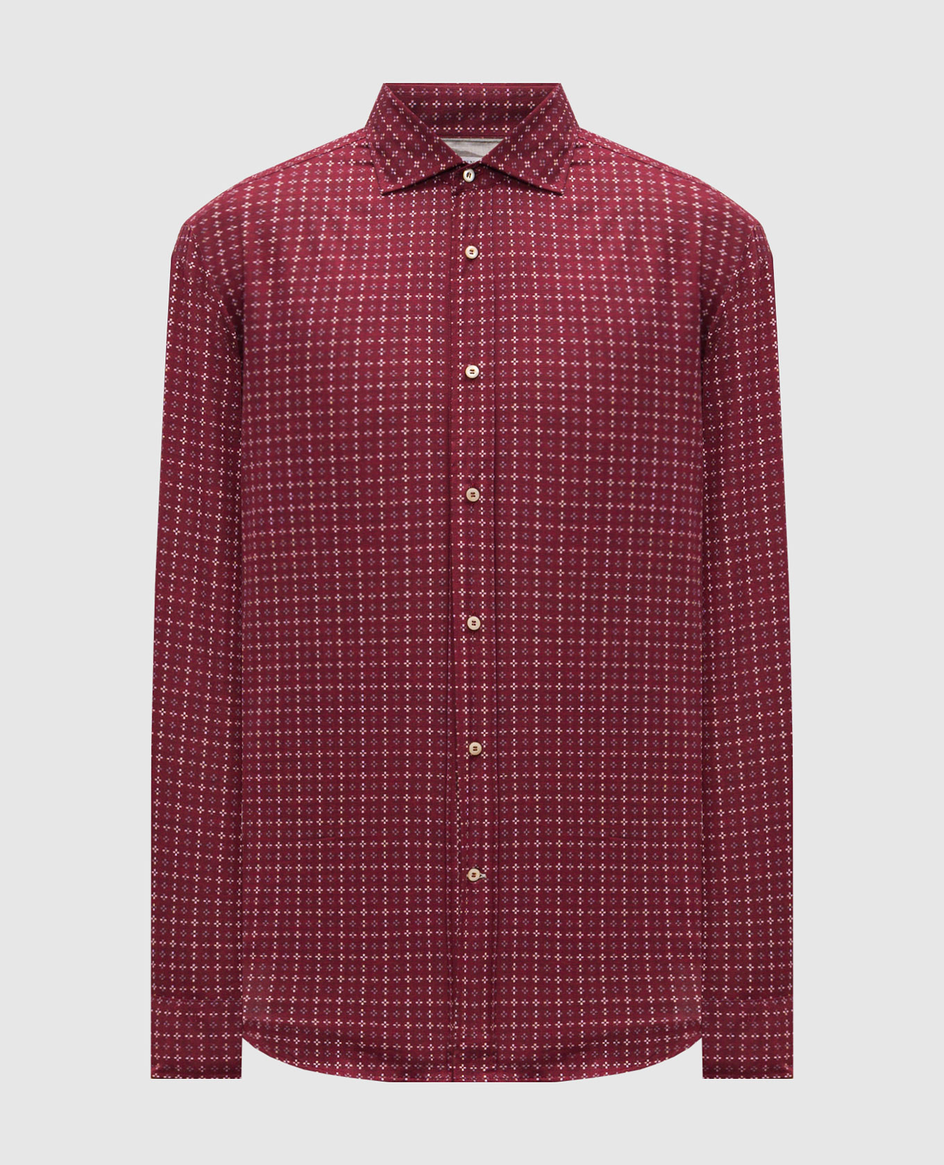 Burgundy patterned shirt Brunello Cucinelli