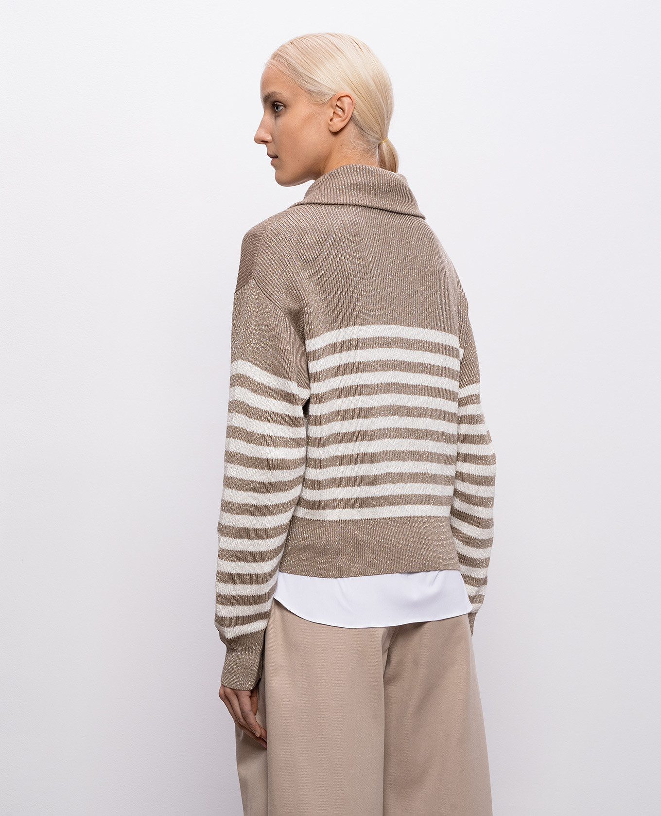 Brown striped cardigan with lurex Brunello Cucinelli 4