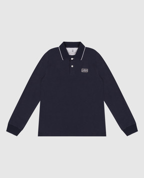 Brunello Cucinelli Children's blue polo shirt with embroidery BE854T329C