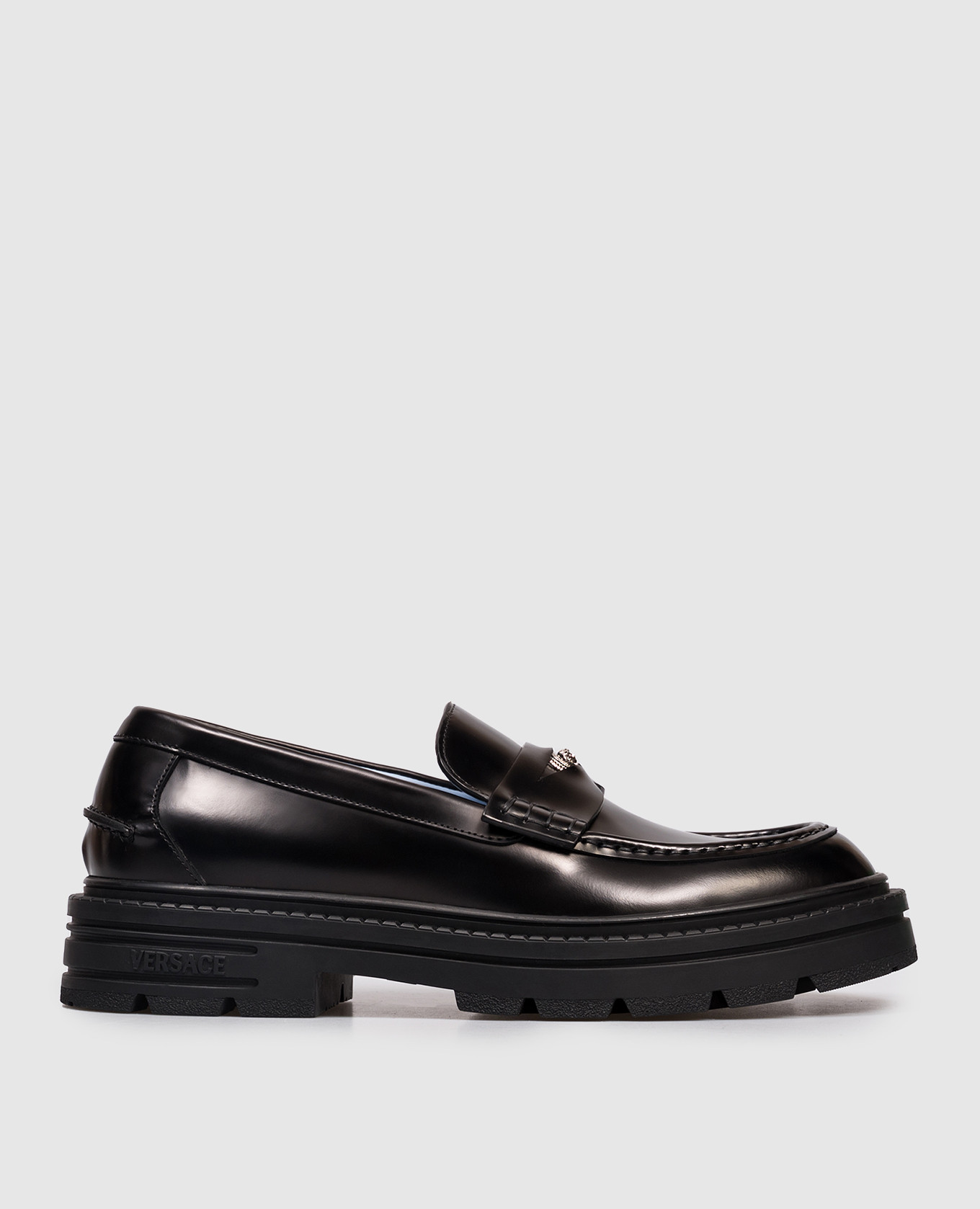 

Adriano black leather loafers Versace