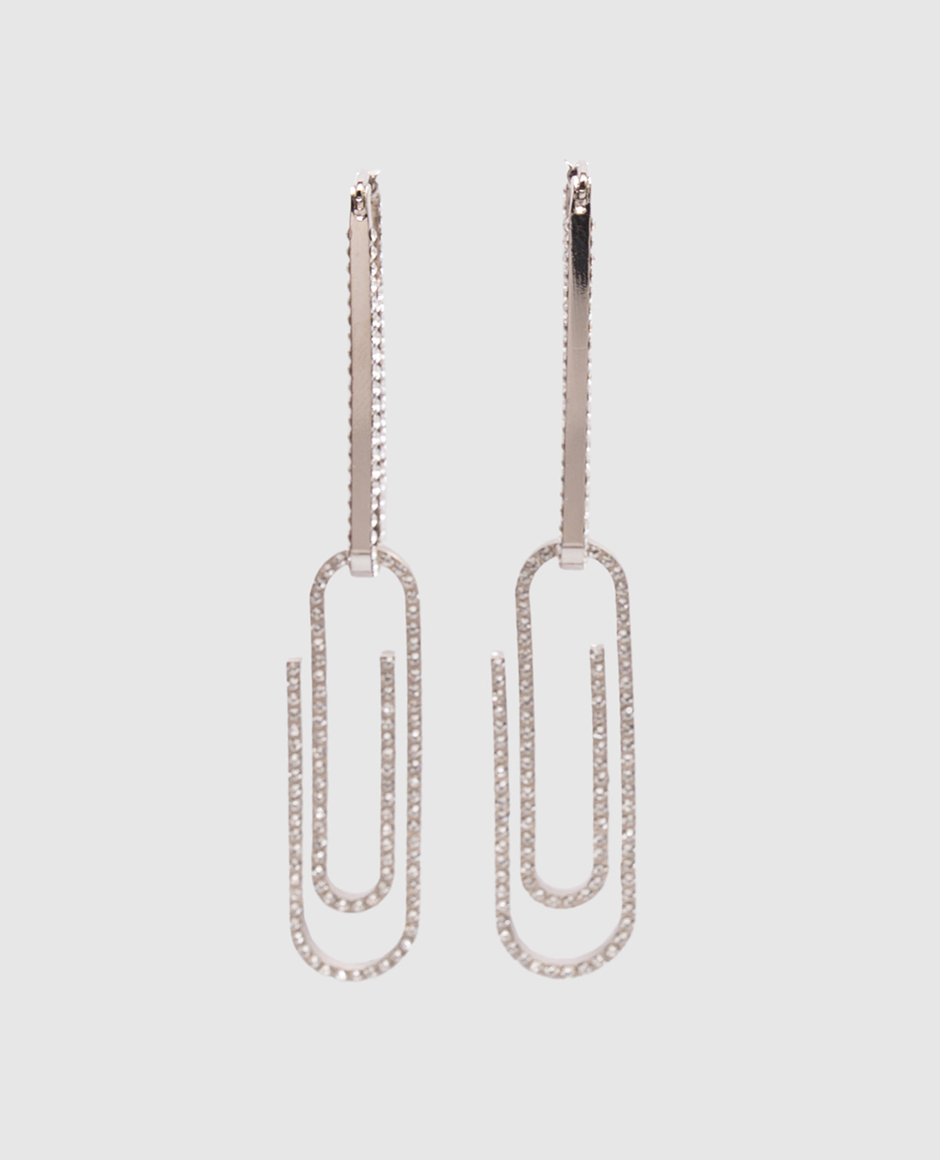 

Silver Paperclip Earrings with Crystals Off-White