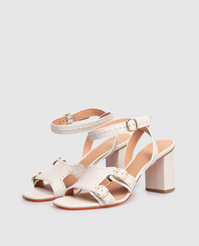 Santoni Didi white leather sandals WHWT72116HA2TWKA