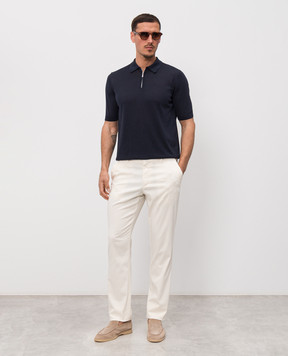 Castangia dal 1850 Blue polo with silk DBPZ1S26