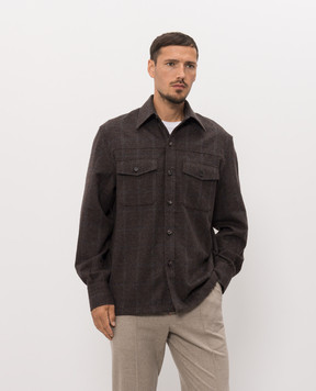 ISAIA Brown checkered shirt OSH01798158