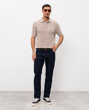 Kiton Blue jeans with logo patch UPNJSK0628H