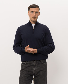 Brunello Cucinelli Navy blue wool and cashmere jumper M2400124