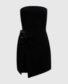 David Koma Black corset mini dress with slit SS26DK36D