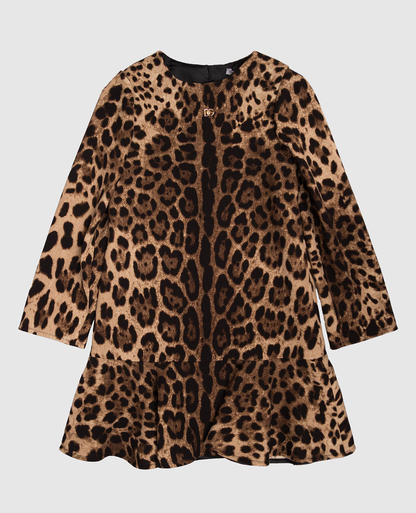 Children's brown wool dress with animal print Dolce&Gabbana