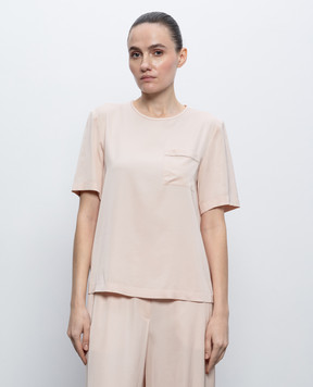 Peserico Pink T-shirt with a monil chain S0651901930