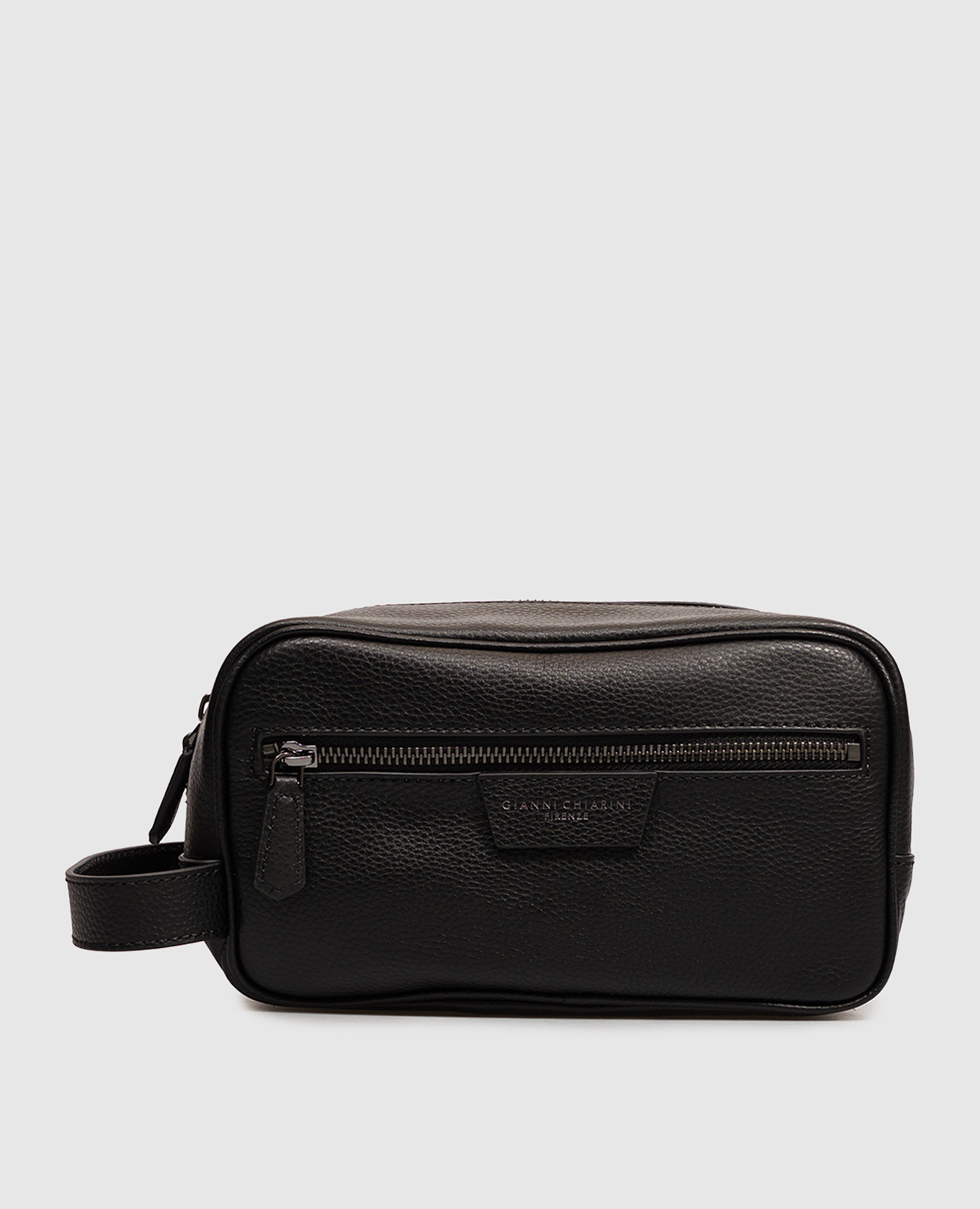Black leather Florence toiletry bag