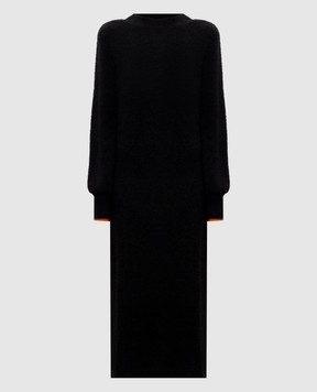Twinset Black wool dress with logo 252AT3112