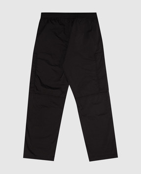 C.P. Company Kids' black cargo pants with logo patch CUP018L3C001014