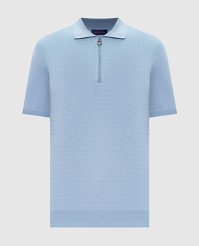 Stefano Ricci Blue wool, cashmere and silk polo shirt W505507P31W26150