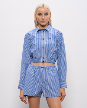 Vetements Blue striped cropped shirt WE76SH383NS