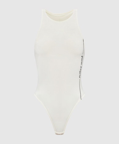 Ivory bodysuit with logo print