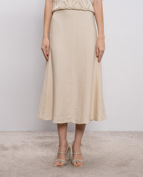 Peserico Beige midi skirt with linen A0504605435