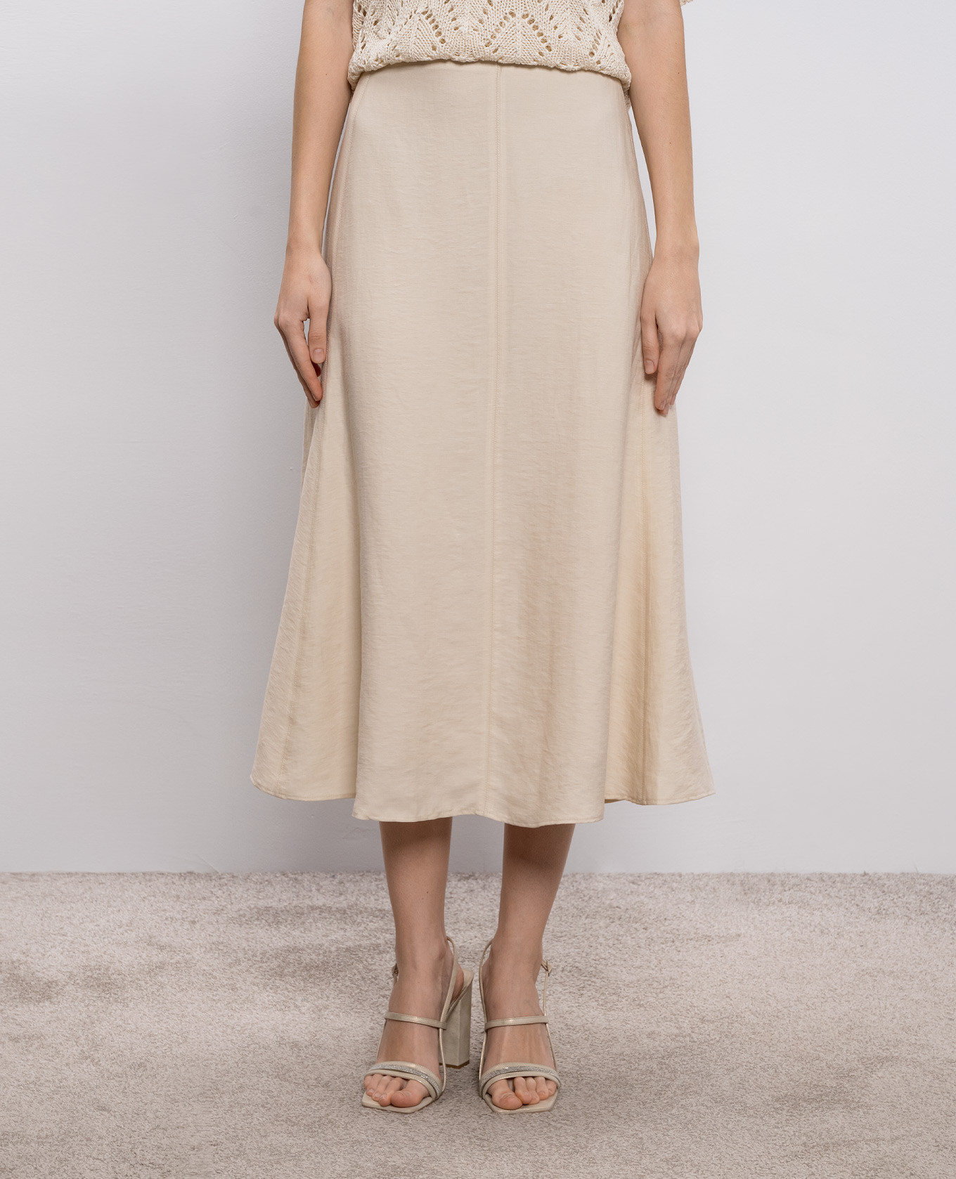 Beige midi skirt with linen Peserico 3
