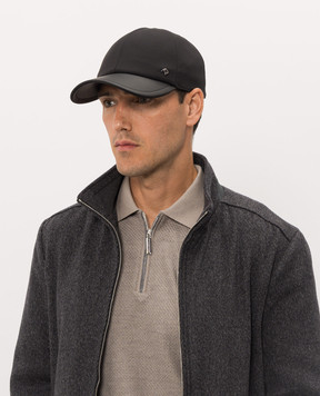 Stefano Ricci Black cap with leather peak MCV63NV18EPL001H