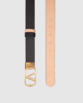 Valentino Leather reversible belt with emblem 9W2T0SQ3ZDM