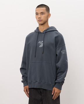 Off-White Blue hoodie with branded print 44MBB085F26F002