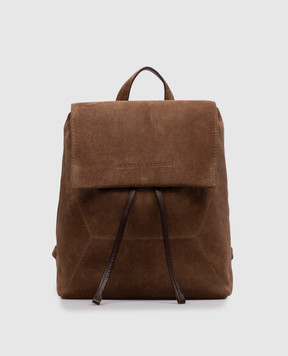 Brunello Cucinelli Brown suede backpack with embossed logo MBDLB2826P