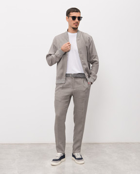 Kiton Gray linen pants UPN01H09690