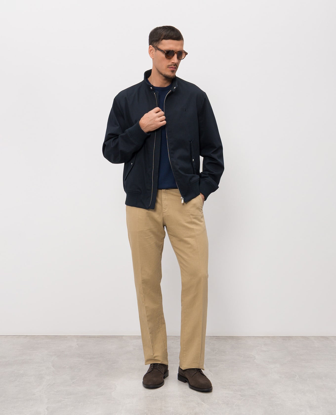 

Blue jacket with embroidered emblem Trussardi