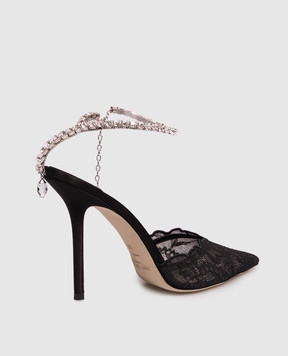 Jimmy Choo Saeda black slingbacks with crystals SAEDA100GQV