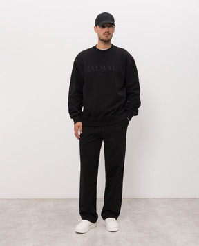 Balmain Black sweatshirt with logo embroidery HH1JQ130BD60